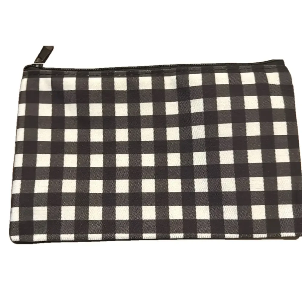 2/$10 Holiday Buffalo Plaid Cosmetic Makeup Bag With Zipper